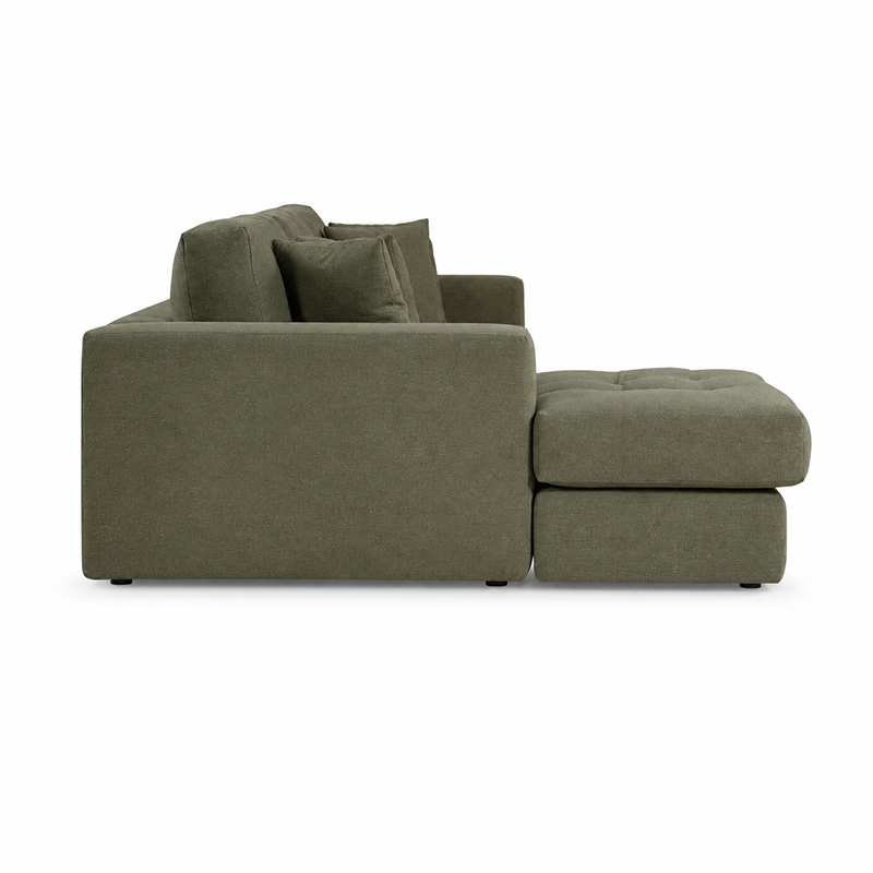 Hugo 3 Seater Chaise Sofa W253cm (Speckle White/Dark Shadow/Pesto)