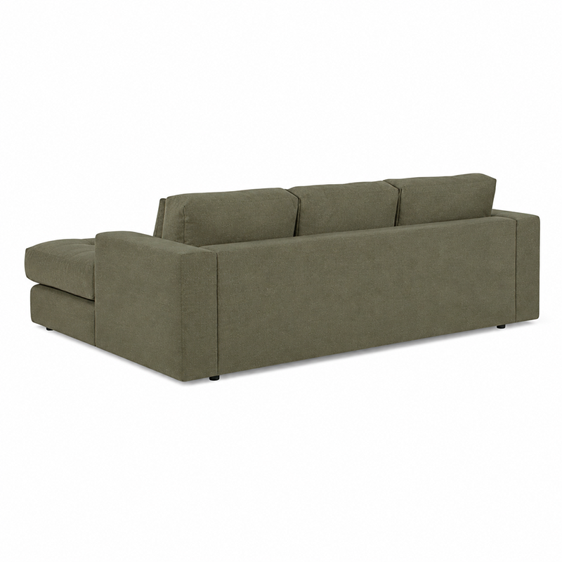 Hugo 3 Seater Chaise Sofa W253cm (Speckle White/Dark Shadow/Pesto)