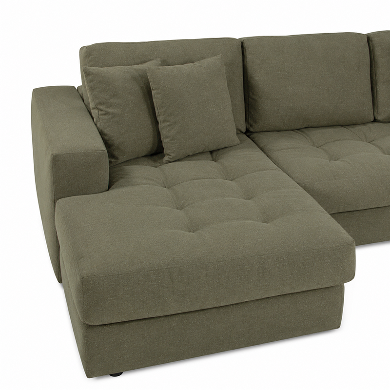 Hugo 3 Seater Chaise Sofa W253cm (Speckle White/Dark Shadow/Pesto)