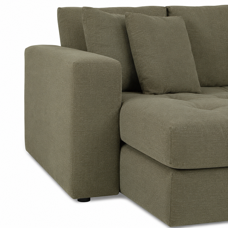 Hugo 3 Seater Chaise Sofa W253cm (Speckle White/Dark Shadow/Pesto)