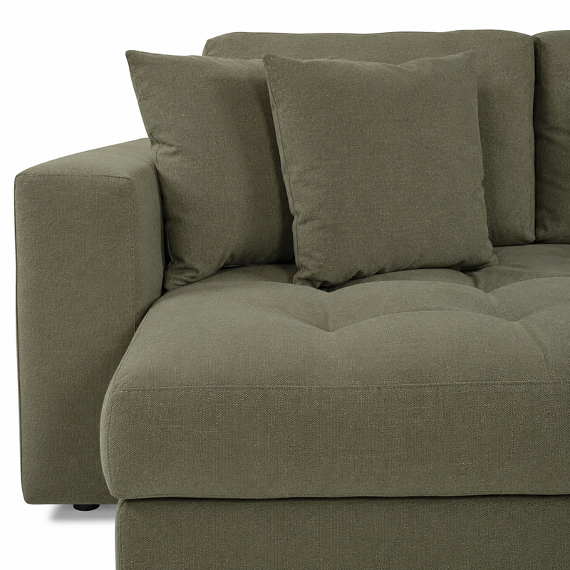 Hugo 3 Seater Chaise Sofa W253cm (Speckle White/Dark Shadow/Pesto)
