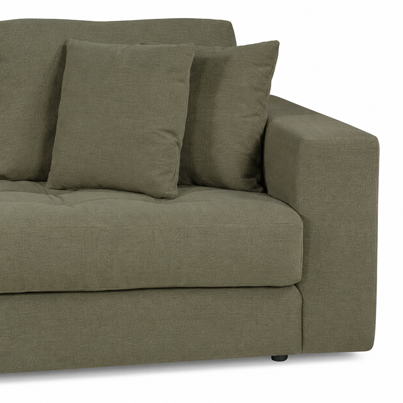 Hugo 3 Seater Chaise Sofa W253cm (Speckle White/Dark Shadow/Pesto)