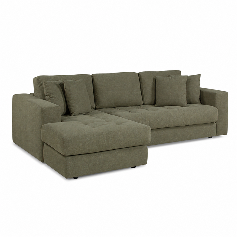 Hugo 3 Seater Chaise Sofa W253cm (Speckle White/Dark Shadow/Pesto)