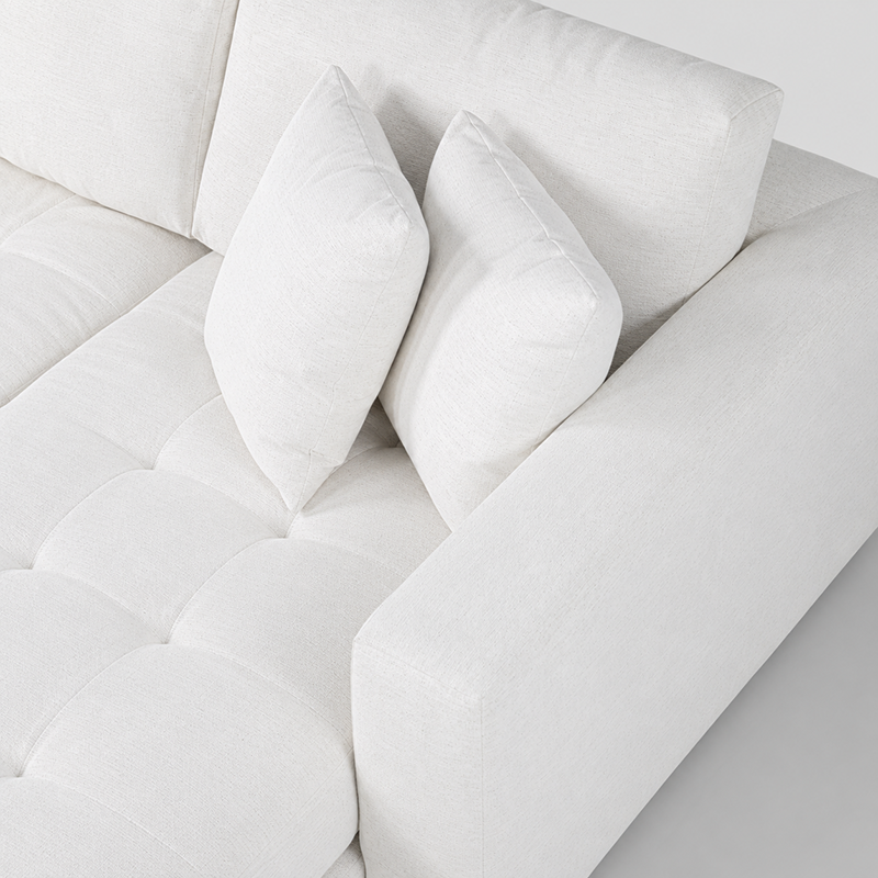 Hugo 3 Seater Chaise Sofa W253cm (Speckle White/Dark Shadow/Pesto)