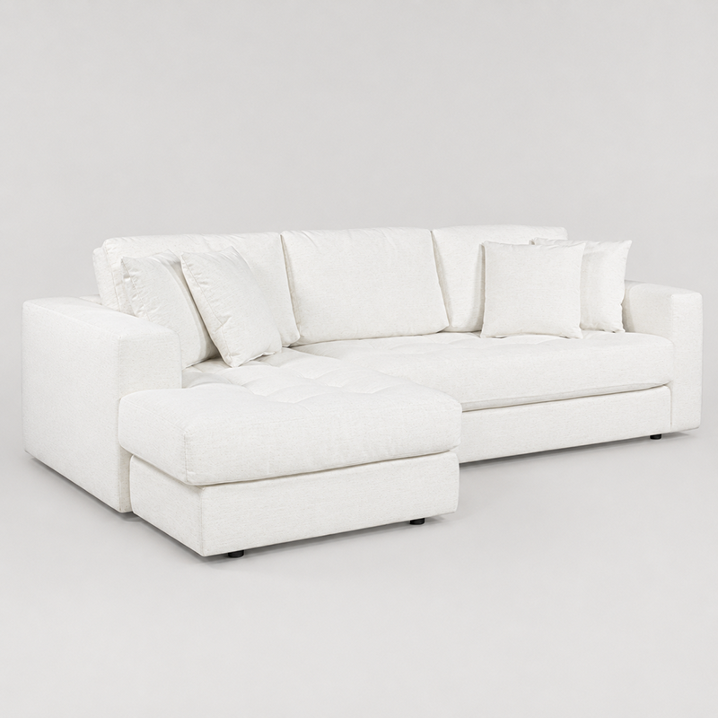 Hugo 3 Seater Chaise Sofa W253cm (Speckle White/Dark Shadow/Pesto)