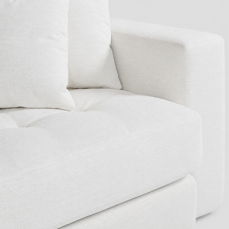 Hugo 3 Seater Chaise Sofa W253cm (Speckle White/Dark Shadow/Pesto)