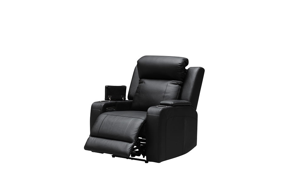 Beatrice Leather 1 Seater Electric Recliner (Black / Light Grey)