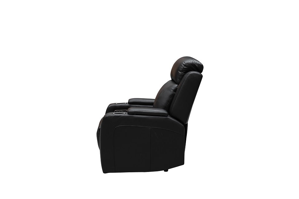 Beatrice Leather 1 Seater Electric Recliner (Black / Light Grey)