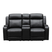 Beatrice Leather 2 Seater Electric Recliner (Black / Light Grey)
