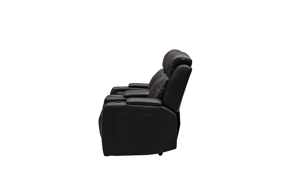 Beatrice Leather 2 Seater Electric Recliner (Black / Light Grey)