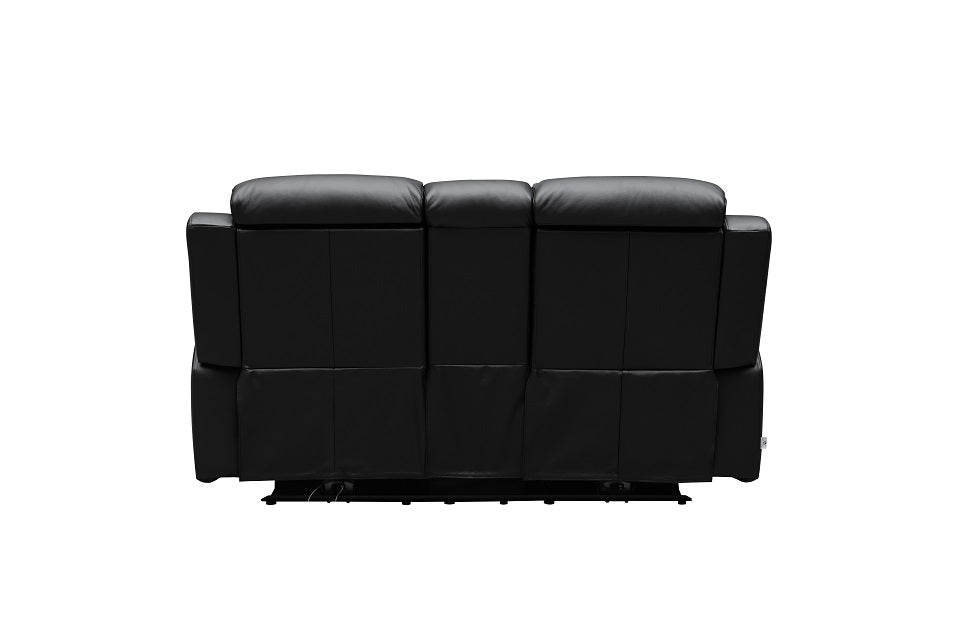 Beatrice Leather 2 Seater Electric Recliner (Black / Light Grey)
