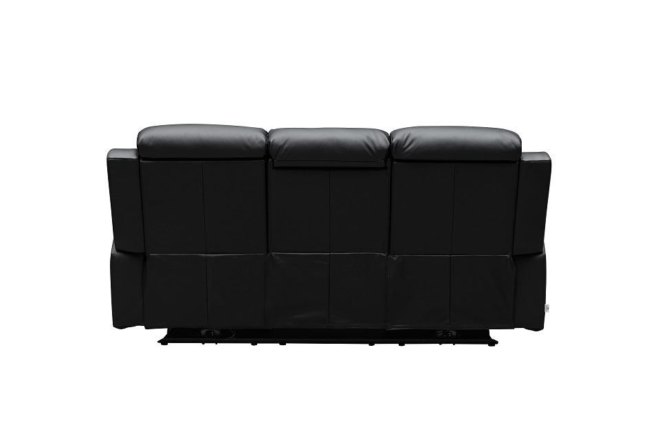 Beatrice Leather 3 Seater Electric Recliner (Black / Light Grey)