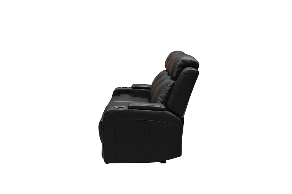 Beatrice Leather 3 Seater Electric Recliner (Black / Light Grey)