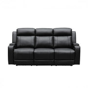 Beatrice Leather 3 Seater Electric Recliner (Black / Light Grey)