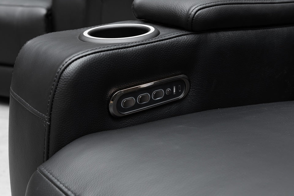 Beatrice Leather 1 Seater Electric Recliner (Black / Light Grey)