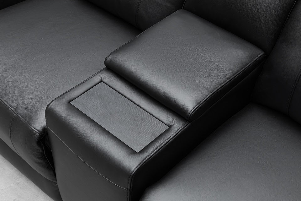 Beatrice Leather 2 Seater Electric Recliner (Black / Light Grey)