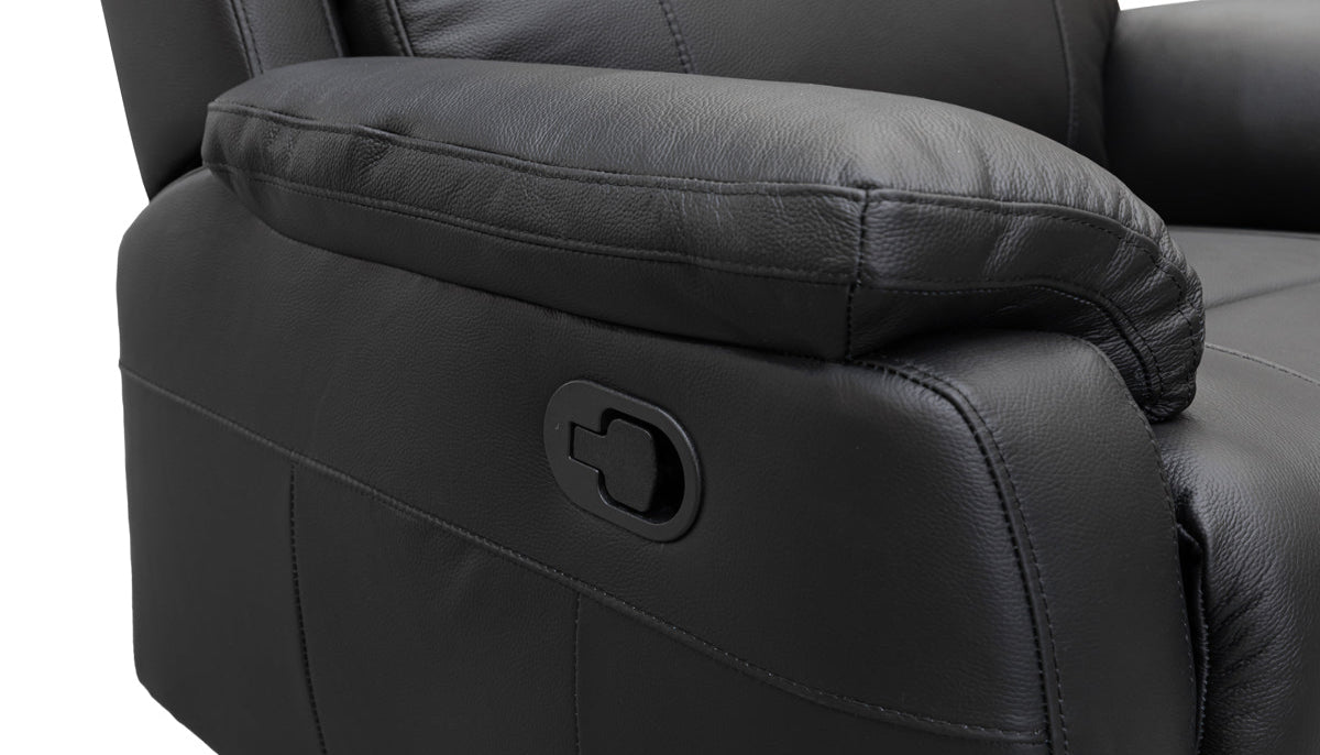 Harbour Leather Recliner 1/2/3 Seat-(Grey / Black)