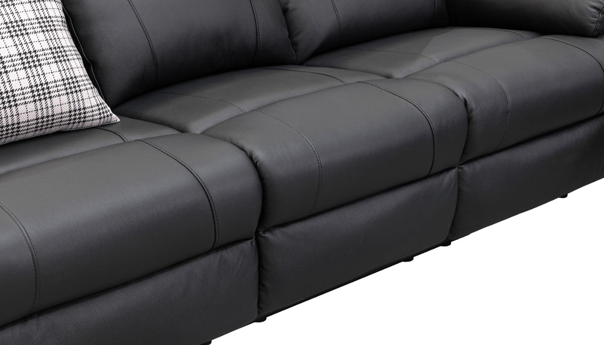 Harbour Leather Recliner 1/2/3 Seat-(Grey / Black)