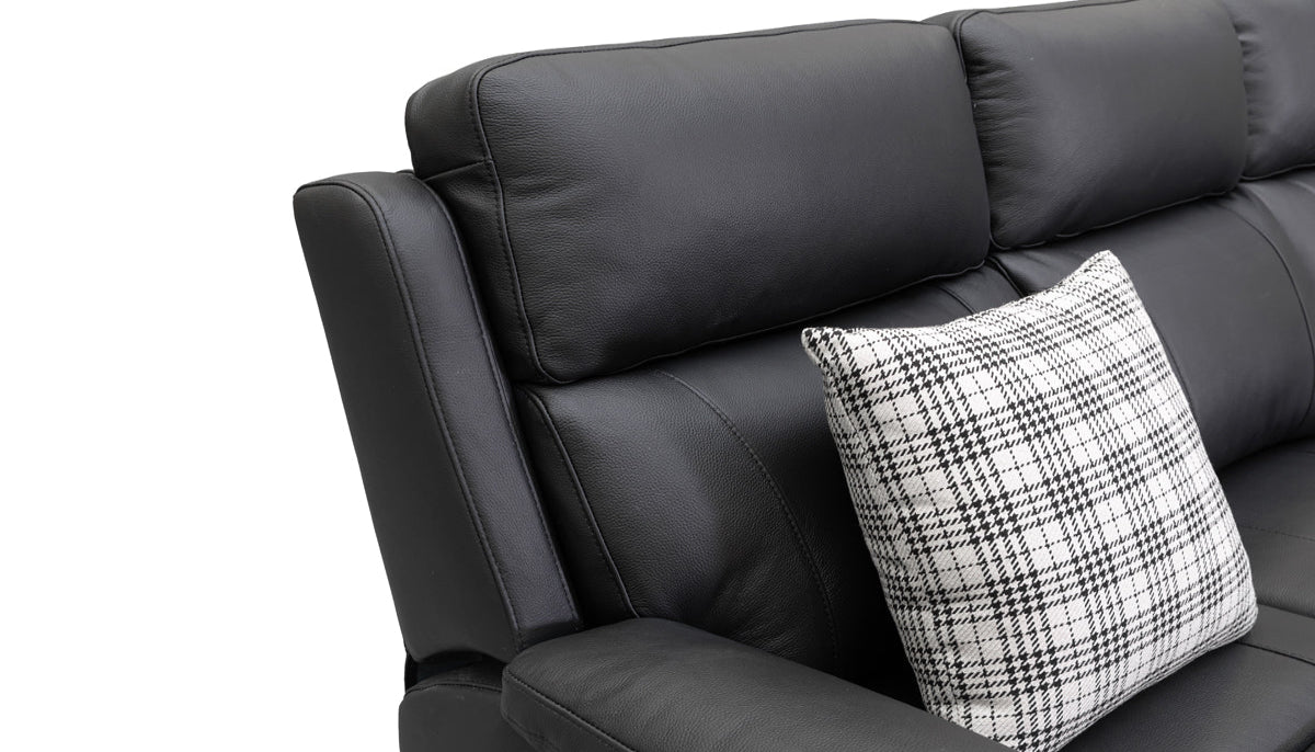 Harbour Leather Recliner 1/2/3 Seat-(Grey / Black)