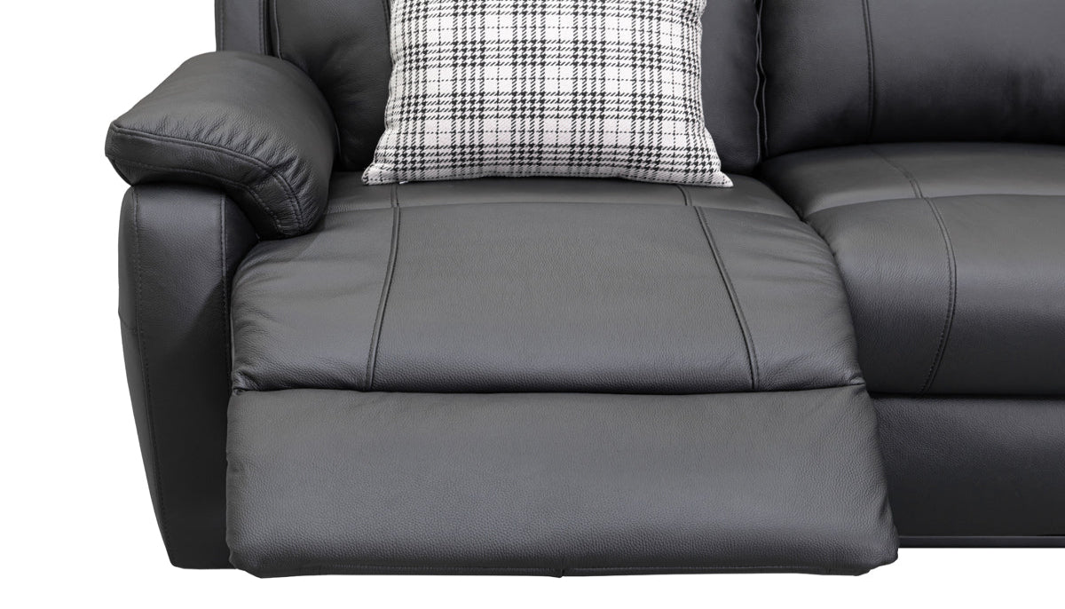 Harbour Leather Recliner 1/2/3 Seat-(Grey / Black)