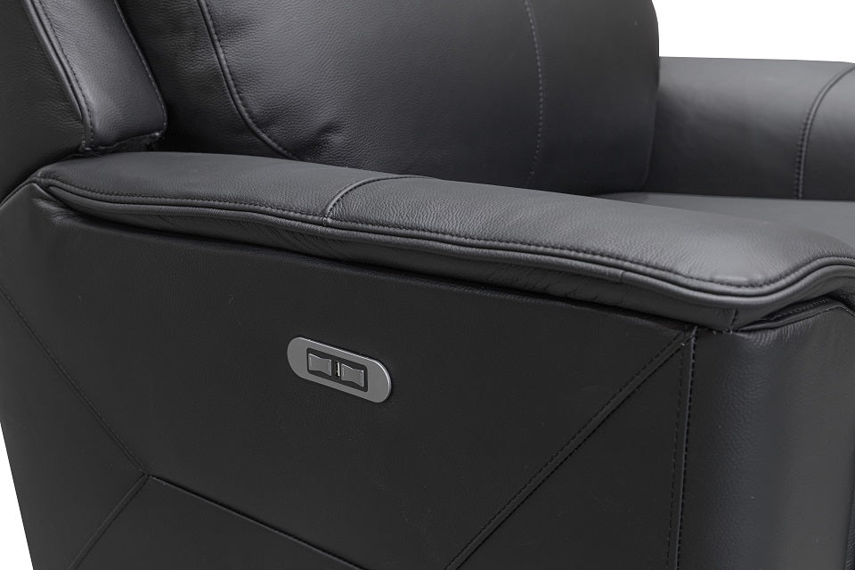 Archie Leather Electric 1 Seater Recliner (Grey / Black)