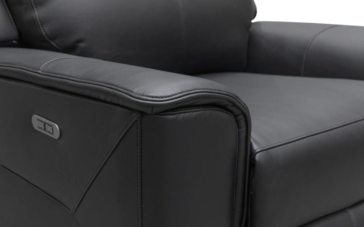 Archie Leather Recliner 1 / 2 / 3 Seater Suite (Black)
