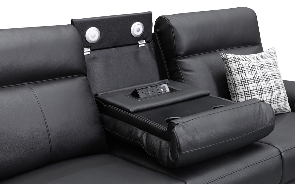 Archie Leather Recliner 1 / 2 / 3 Seater Suite (Black)