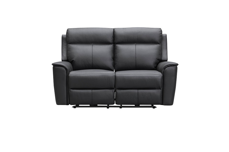 Archie Leather 2 Seater Electric Recliner (Grey / Black)