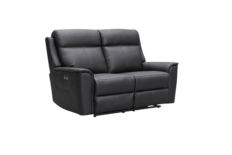 Archie Leather 2 Seater Electric Recliner (Grey / Black)
