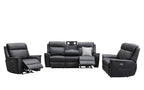 Archie Leather Recliner 1/2/3 Seat Suite - Black