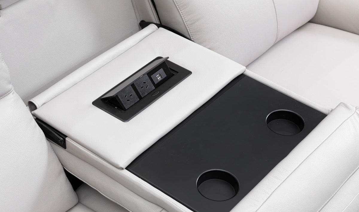 Archie Leather Recliner 1/2/3 Seat Suite-Light Grey