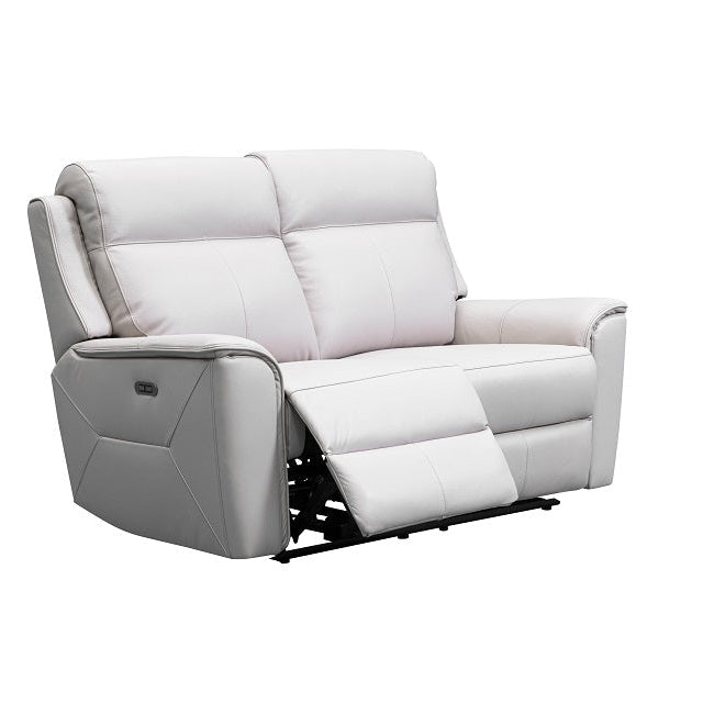 Archie Leather 2 Seater Electric Recliner (Grey / Black)