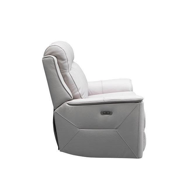 Archie Leather 2 Seater Electric Recliner (Grey / Black)