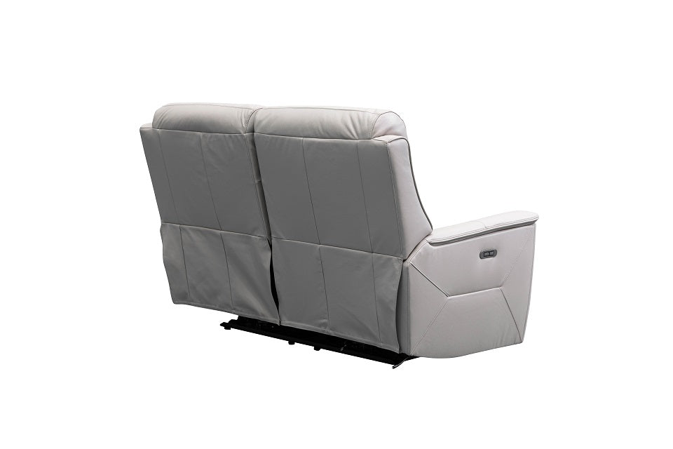 Archie Leather 2 Seater Electric Recliner (Grey / Black)