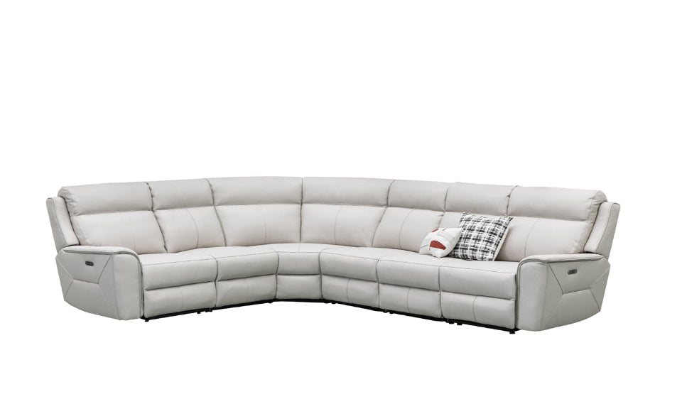 Archie Leather 6 Seater Corner Recliner Lounge (Black)