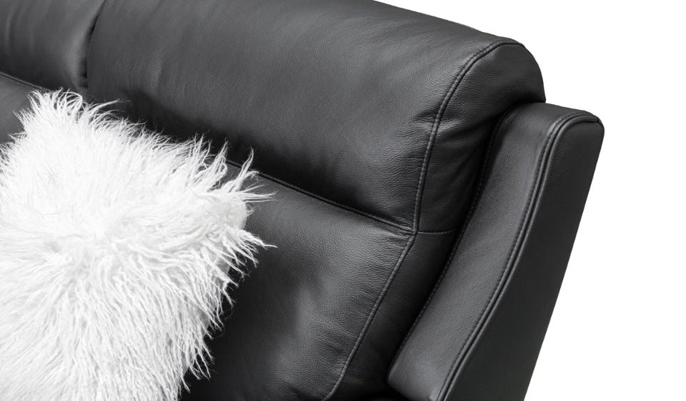 Archie Leather 6 Seater Corner Recliner Lounge (Black)