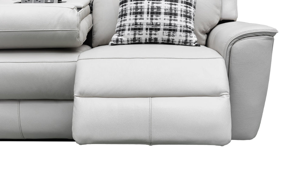 Archie Leather 6 Seater Corner Recliner Lounge (Black)