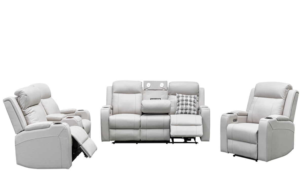 Louise Leather Recliner 1/2/3 Seat-(Grey / Black)