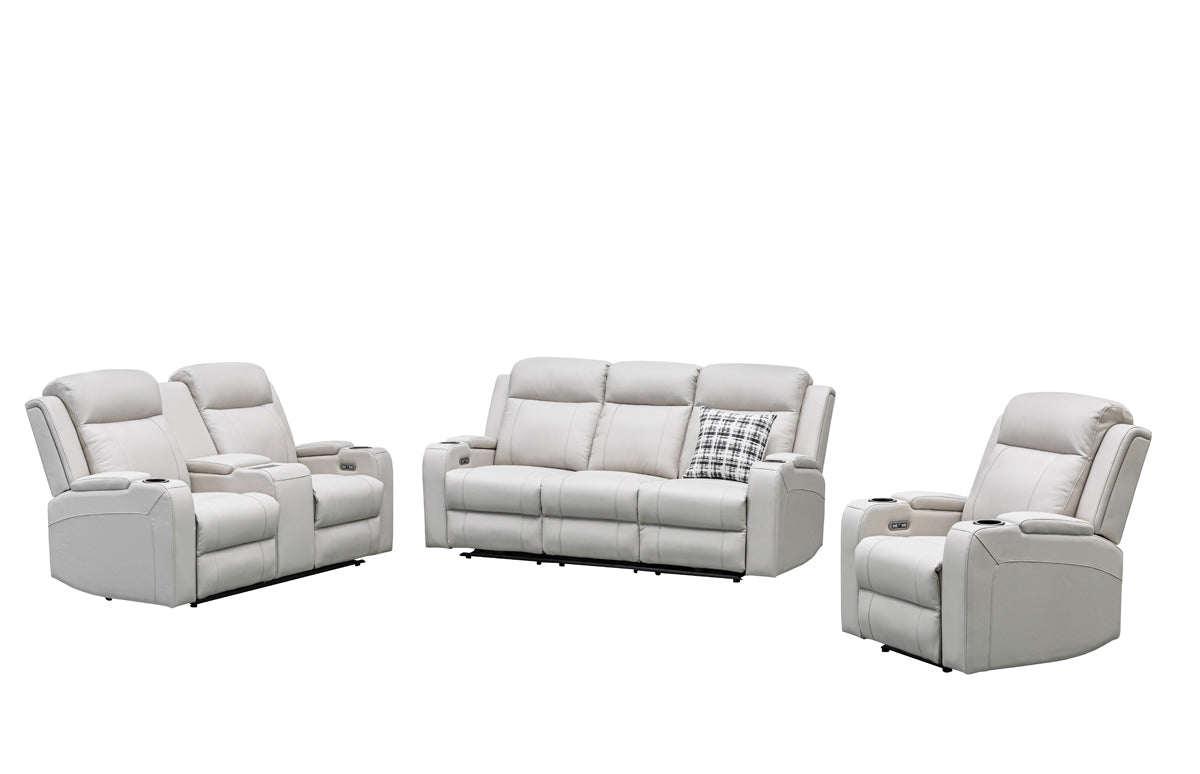 Louise Leather Recliner 1/2/3 Seat-(Grey / Black)