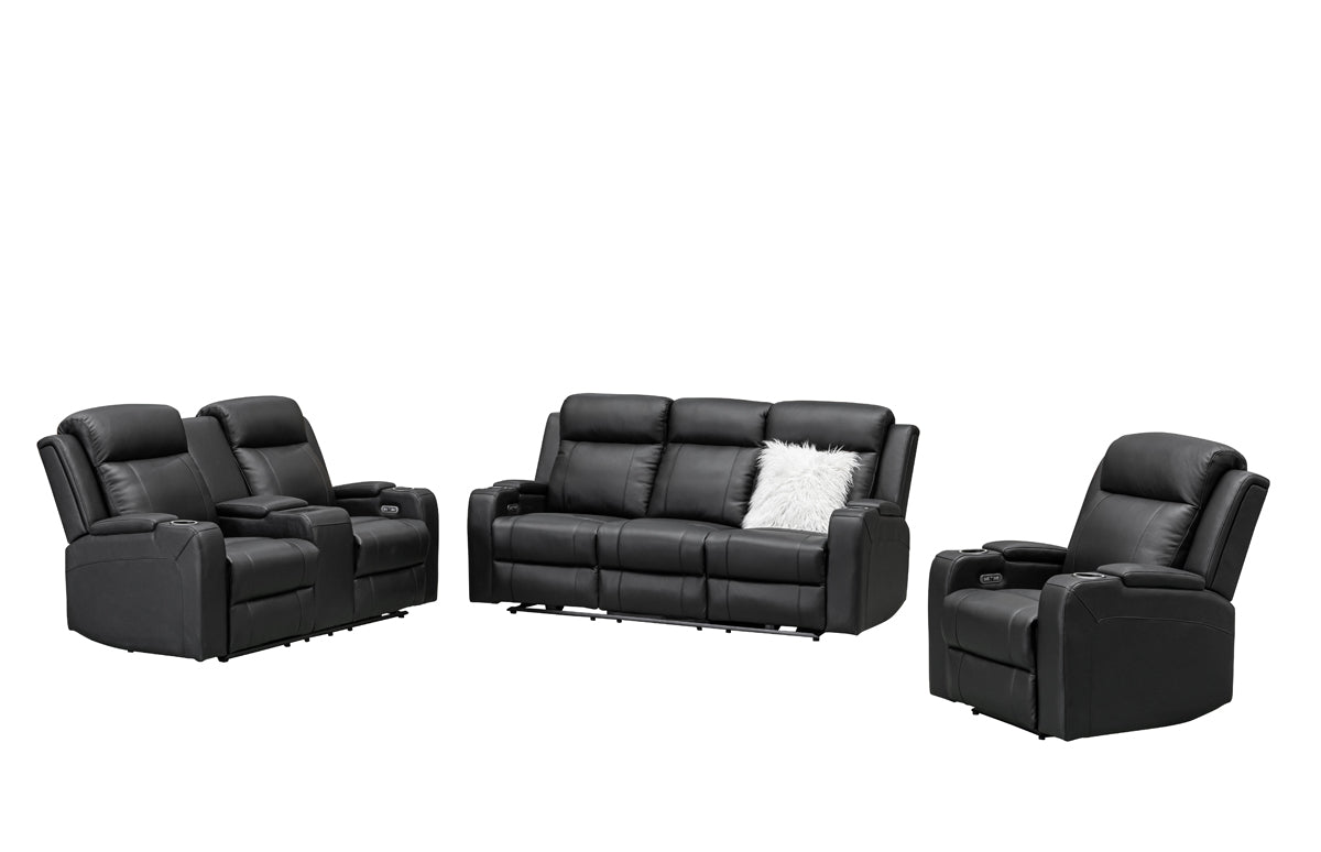 Louise Leather Recliner 1/2/3 Seat-(Grey / Black)