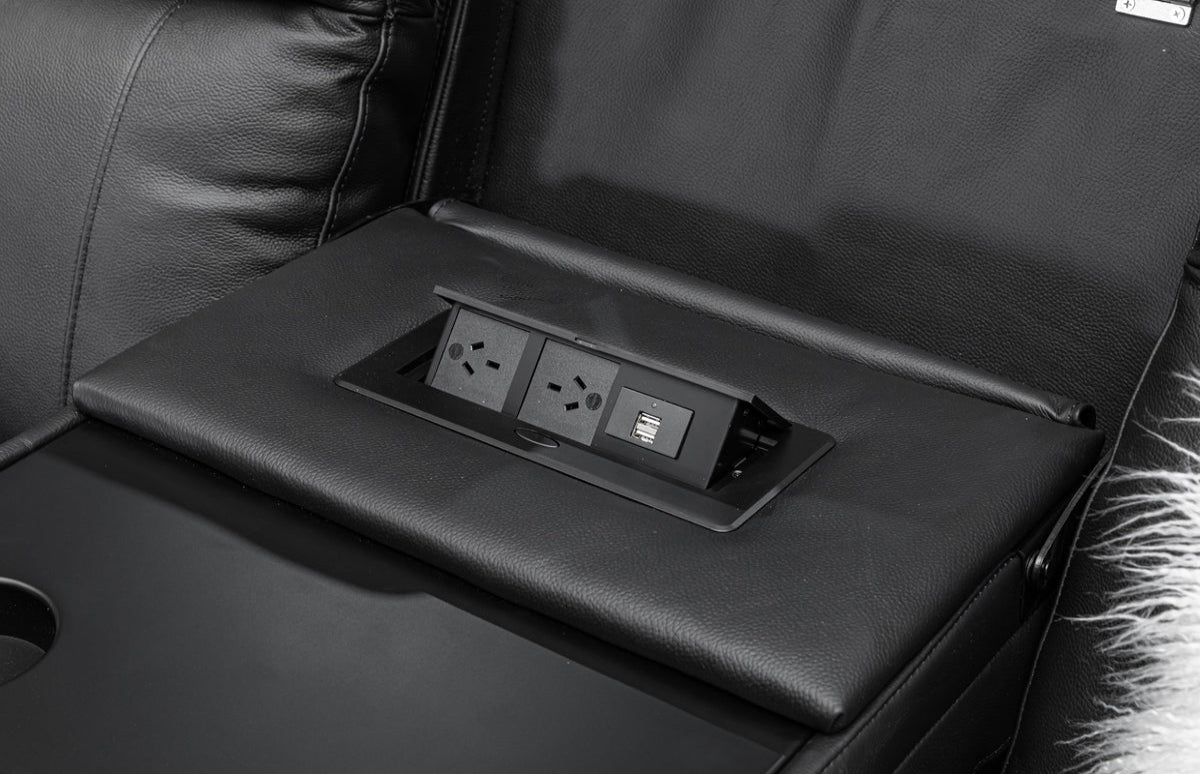 Louise Leather Recliner 1/2/3 Seat-(Grey / Black)