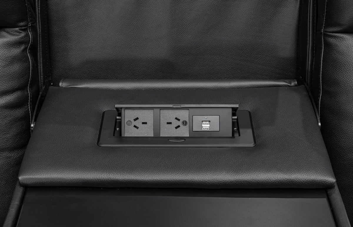 Louise Leather Recliner 1/2/3 Seat-(Grey / Black)