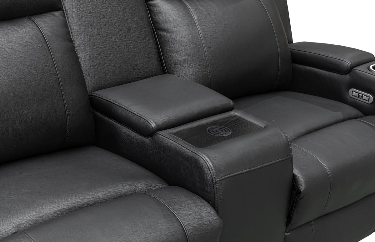 Louise Leather Recliner 1/2/3 Seat-(Grey / Black)
