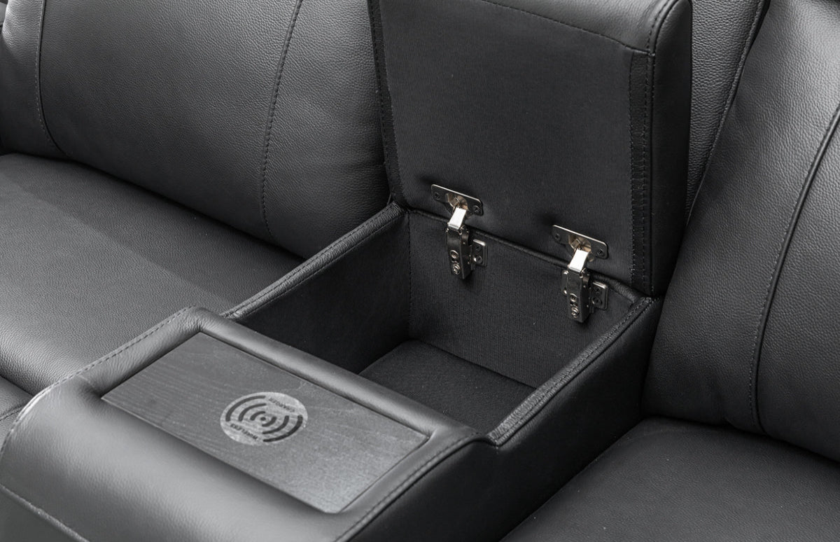 Louise Leather Recliner 1/2/3 Seat-(Grey / Black)