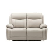 Scott Leather 2 Seater Recliner (Grey / Black)
