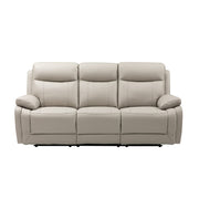 Scott Leather 3 Seater Recliner (Grey / Black)