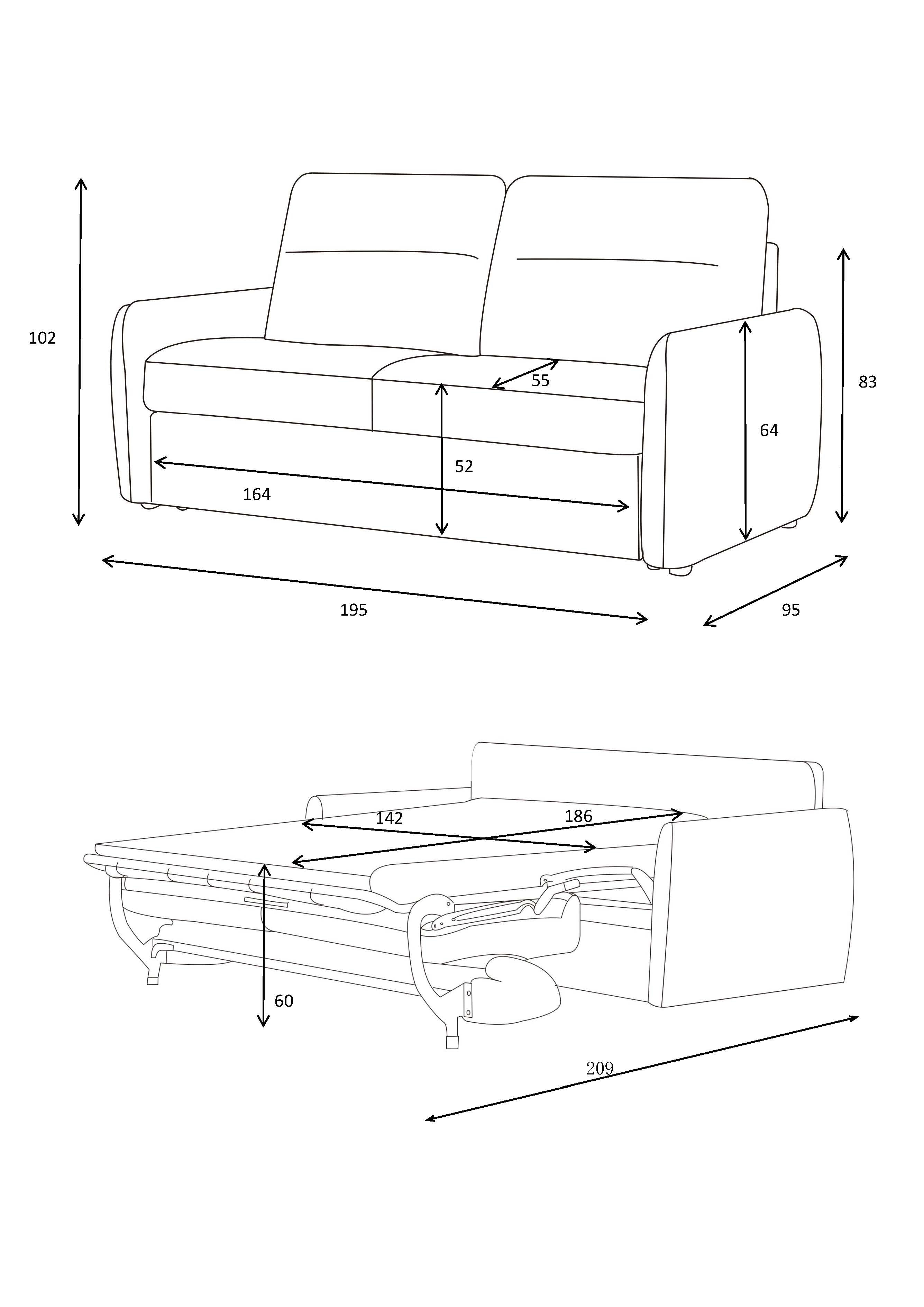 Apartment 3 Seat with Sofa Bed