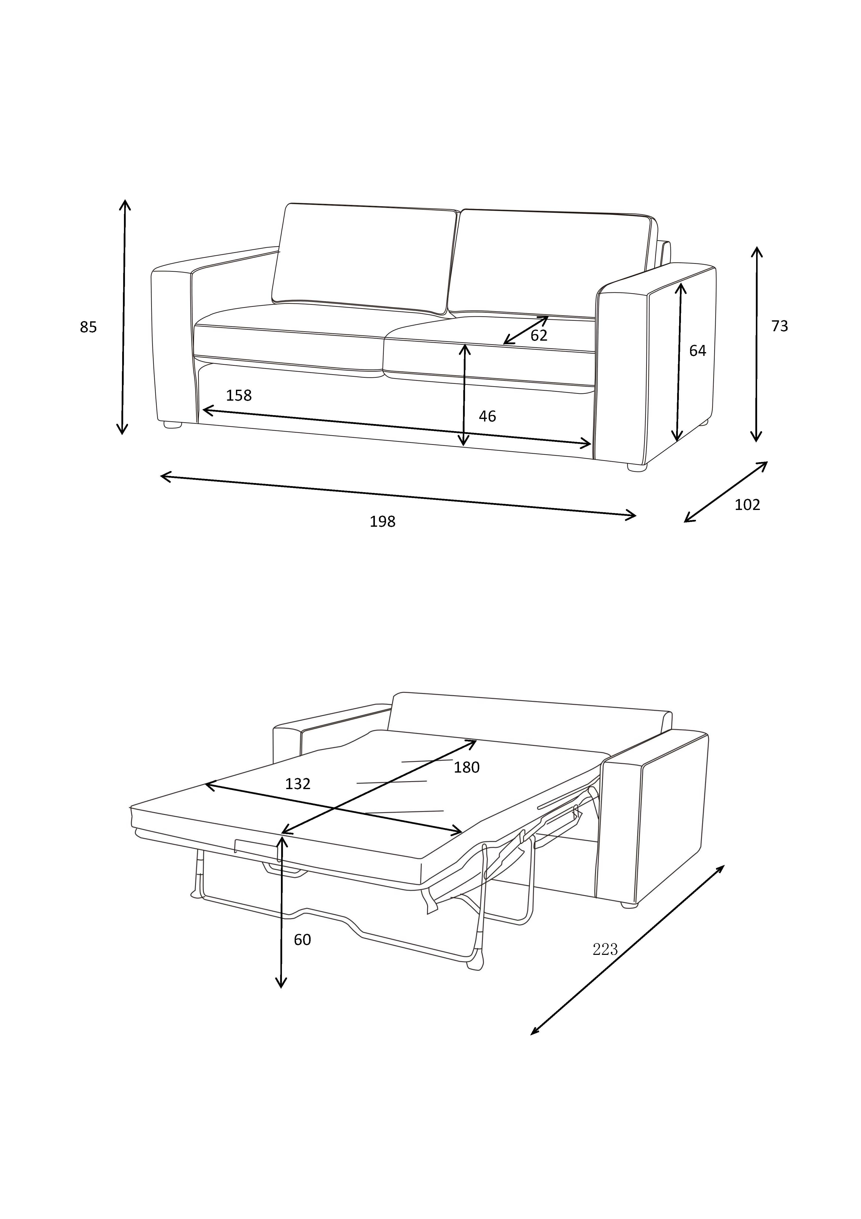 Bari 3 Seat With Sofa Bed