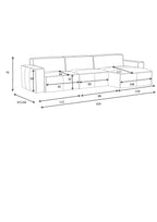 Kavana Leather 3 Seat Chaise Lounge