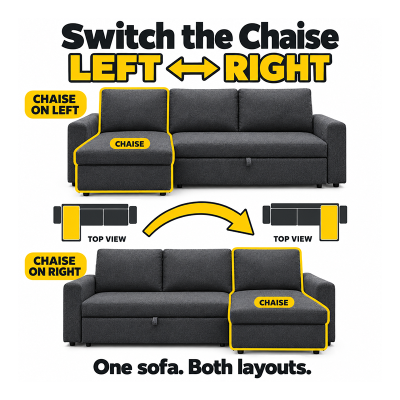 James Fabric Sofa Bed with USB-A/C Charger Charcoal